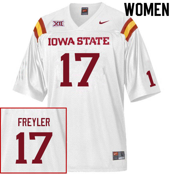 Iowa State Cyclones Women's #17 Beau Freyler Nike NCAA Authentic White College Stitched Football Jersey OB42D34HT